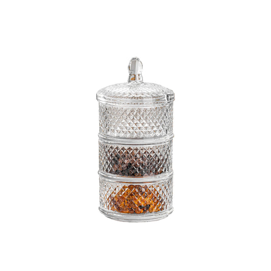 Crystal Candy Jar 450ML - Set of 1 Pc - 3 Layer