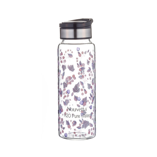 Berry Borosilicate Printed Bottle - Black Lid - 750 ML