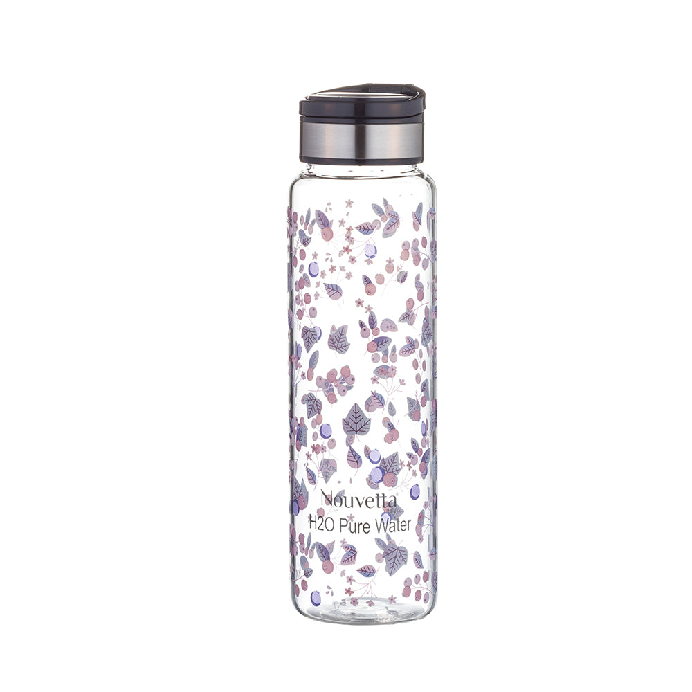 Berry Borosilicate Printed Bottle - Black Lid - 1000 ML