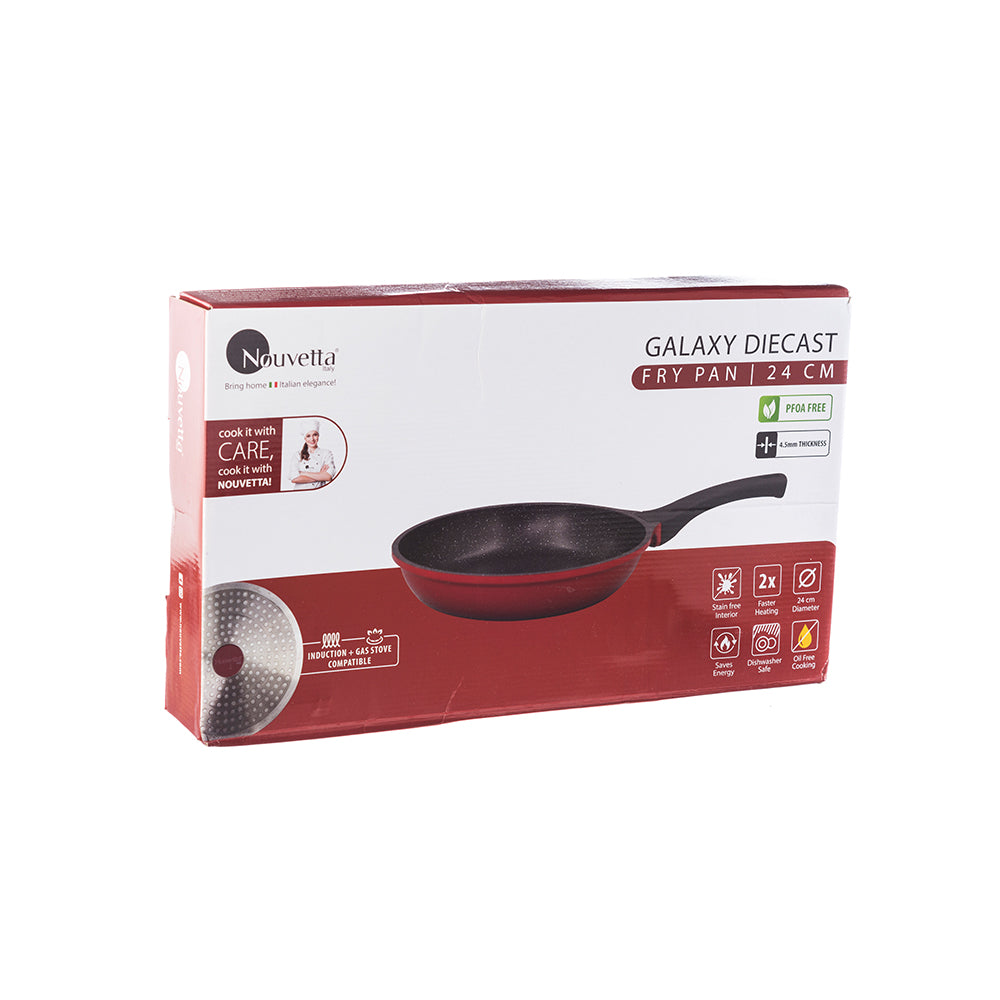 Galaxy Diecast 1 Pc Fry Pan - Red &amp; Black 24 CM