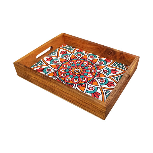 Vista Rectangle Wooden Tray 14 Inch + 10 Inch (Large) - Set of 1 PC