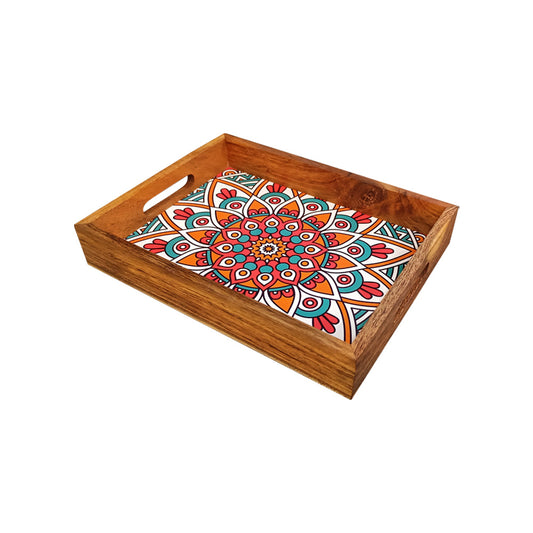 Vista Rectangle Wooden Tray 12 Inch + 9 Inch (Medium) - Set of 1 Pc