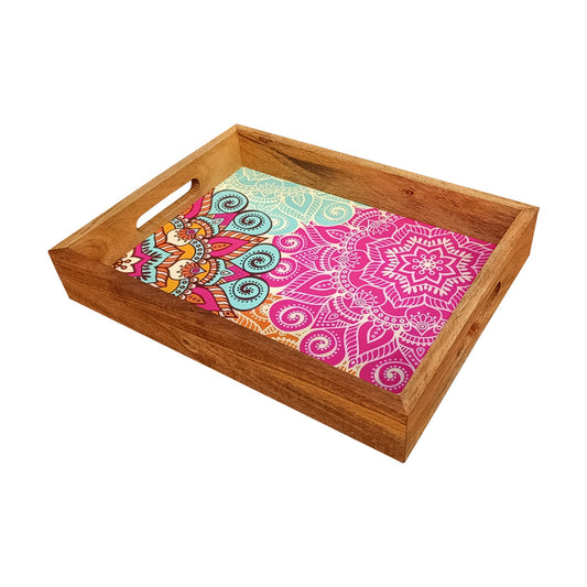 Marque Rectangle Wooden Tray 14 Inch + 10 Inch (Large) - Set of 1 Pc