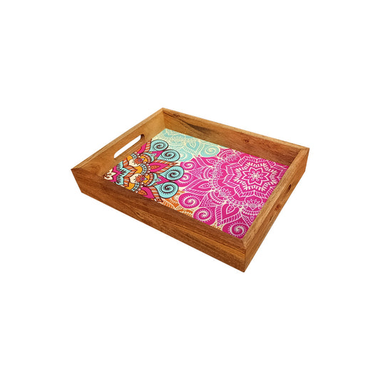 Marque Rectangle Wooden Tray 10 Inch + 7 Inch (Small) - Set of 1 Pc