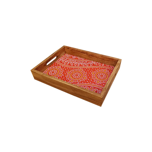 Linea Rectangle Wooden Tray (14 Inch + 10 Inch Large) - Set of 1 Pc