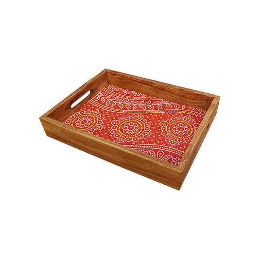 Linea Rectangle Wooden Tray 12 Inch + 9 Inch (Medium) - Set of 1 Pc