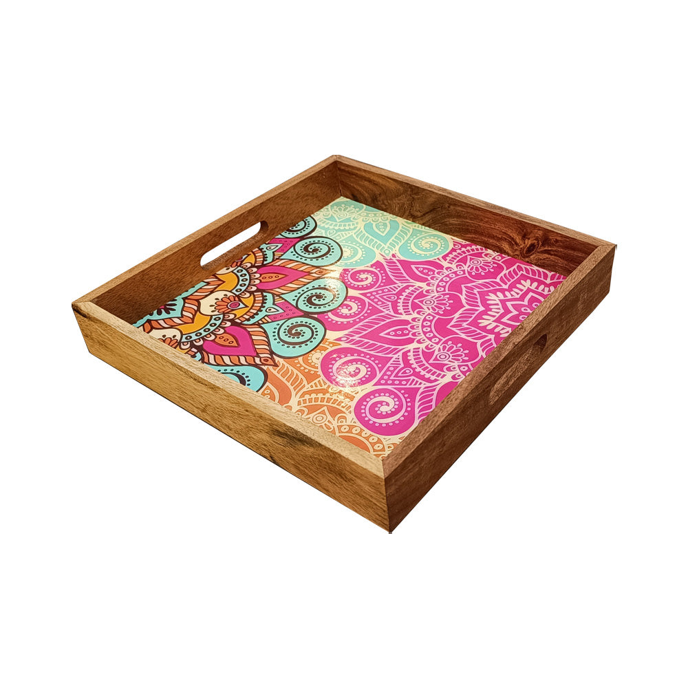 Marque Square Wooden Tray (Large) - (Medium) - (Small) - Set of 1 Pc