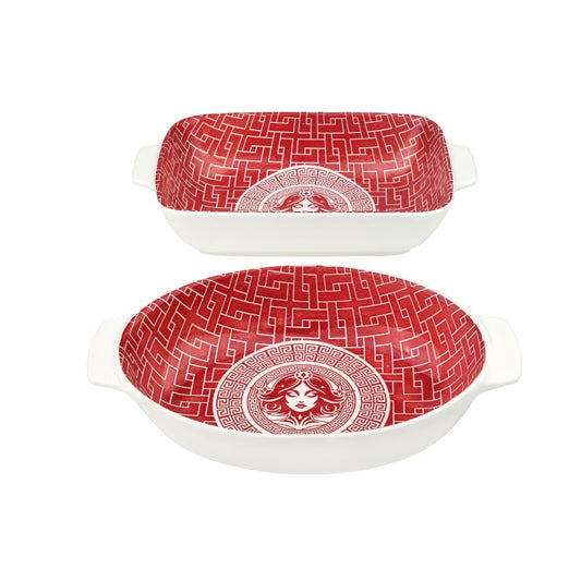 Athens Platter With Handle  Set Of 2 Pc