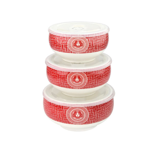 Athens Bowl With Lid  400 Ml+600 Ml+1000 Ml Set Of 3 Pc