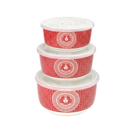 Athens Bowl With  Lid  400 Ml+600 Ml+1000 Ml Set Of 3 Pc