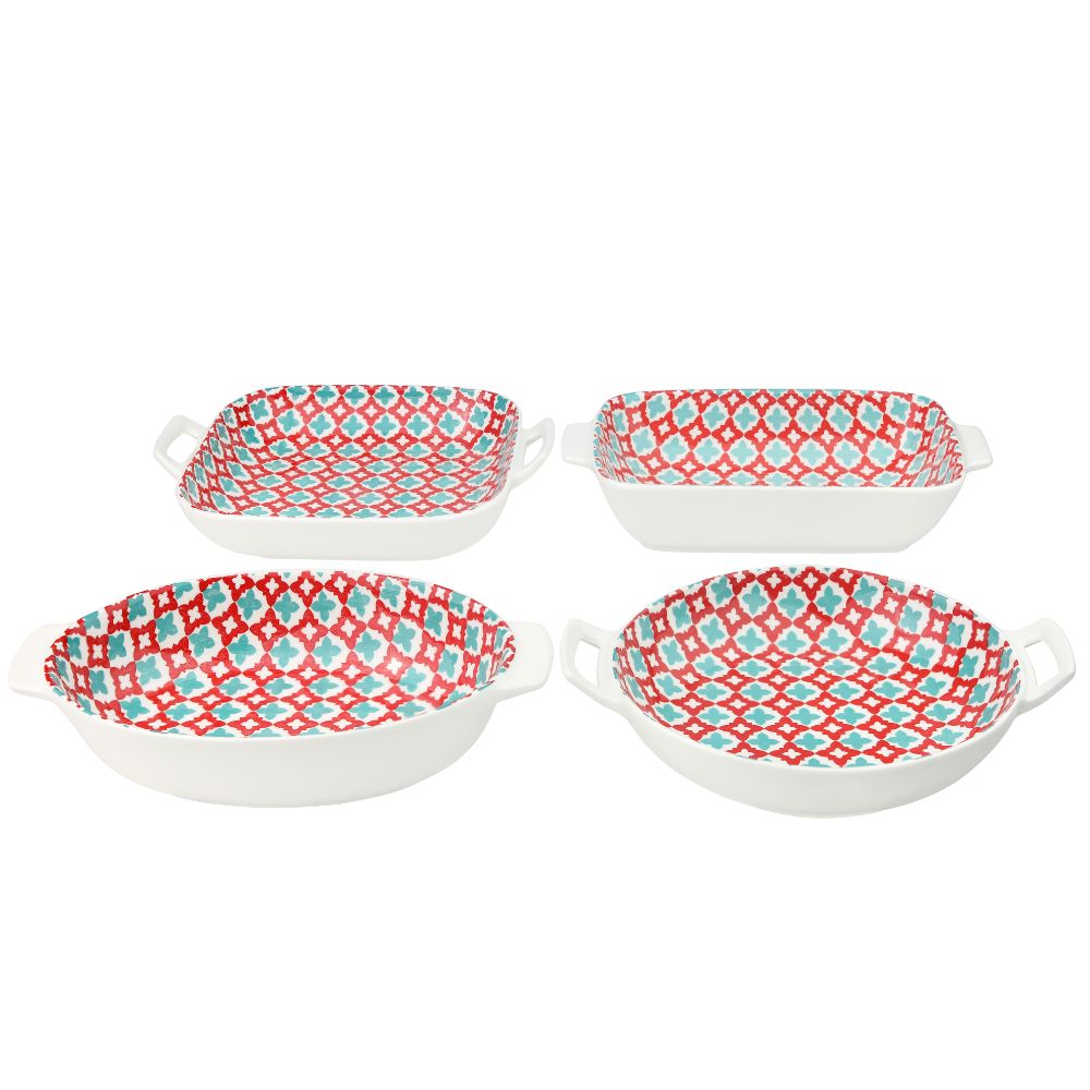 Syndra Platter With Handle  Set Of 4 Pc