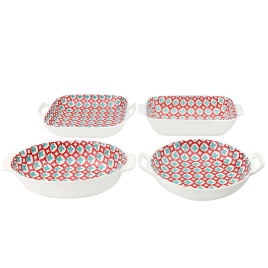 Syndra Platter With Handle  Set Of 4 Pc