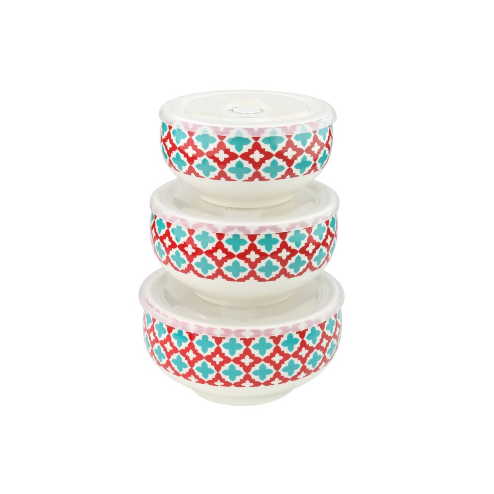 Syndra Bowl With Lid 400 Ml+600 Ml+1000 Ml Set Of 3 Pc