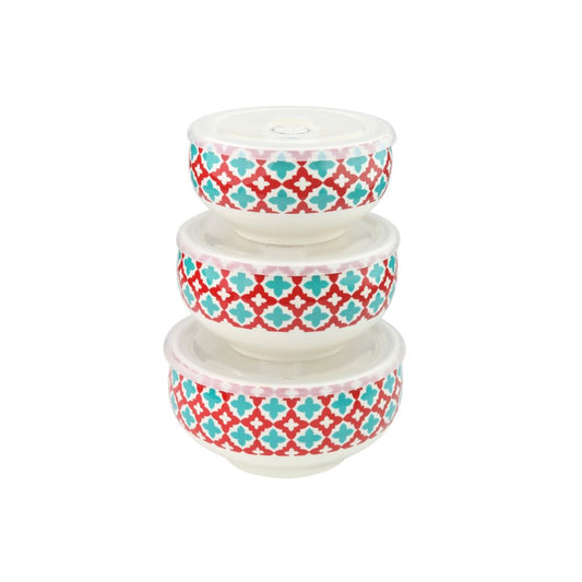 Syndra Bowl With Lid 400 Ml+600 Ml+1000 Ml Set Of 3 Pc