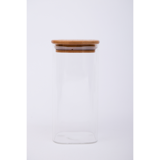 Sanjeev Kapoor - Delight Wooden Lid Borosilicate Square Jar 750 Ml - Set Of 3 Pcs