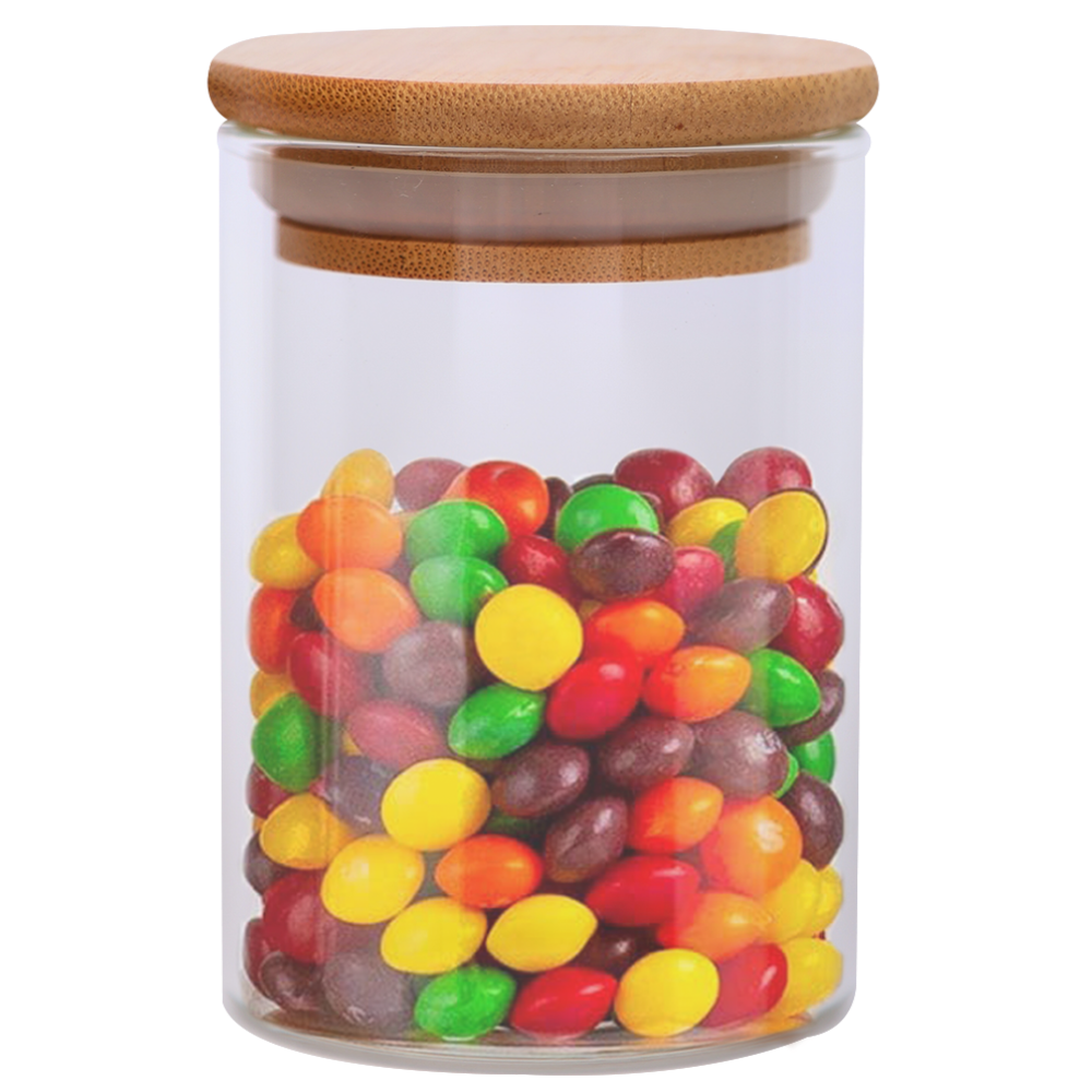 Sanjeev Kapoor - Delight Wooden Lid Borosilicate Round Jar 250 Ml - Set Of 3 Pcs