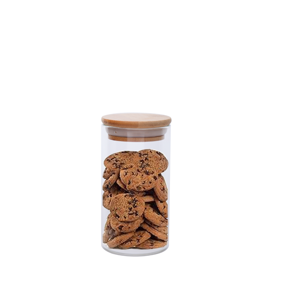 Delight Wooden Lid Borosilicate Round Jar 300 Ml - Set Of 3 Pcs