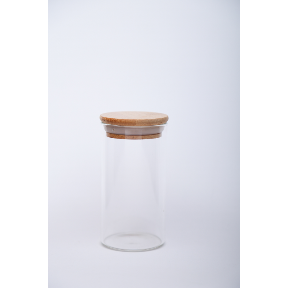 Delight Wooden Lid Borosilicate Round Jar 300 Ml - Set Of 3 Pcs