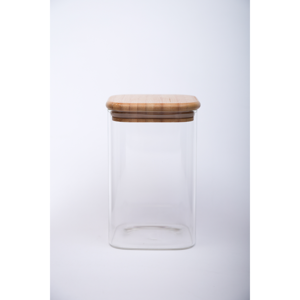 Sanjeev Kapoor - Delight Wooden Lid Borosilicate Square Jar 1000 Ml - 1 Pc