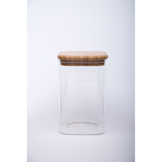 Sanjeev Kapoor - Delight Wooden Lid Borosilicate Square Jar 1000 Ml - 1 Pc