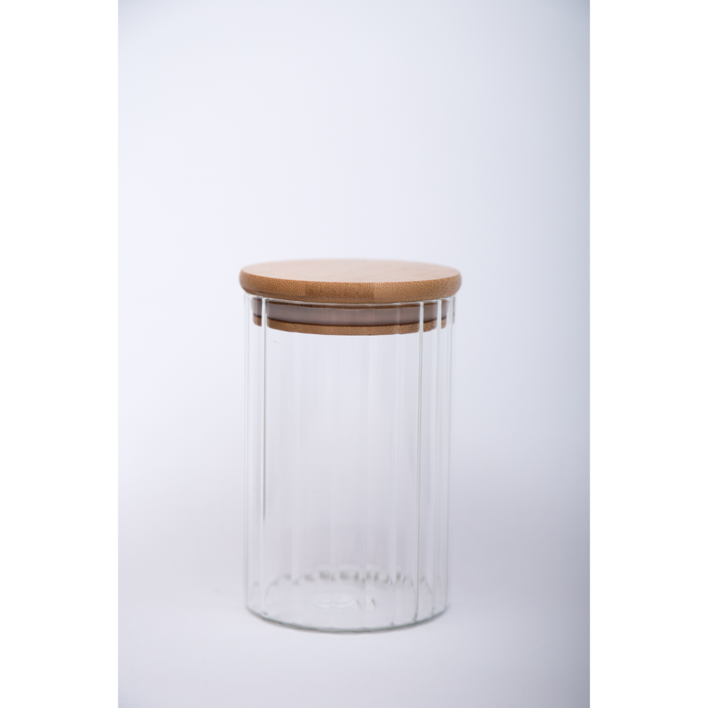 Sanjeev Kapoor - Elegant Wooden Lid Borosilicate Round Jar 470 Ml - 1 Pc