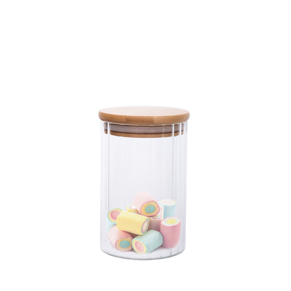 Sanjeev Kapoor - Elegant Wooden Lid Borosilicate Round Jar 470 Ml - 1 Pc