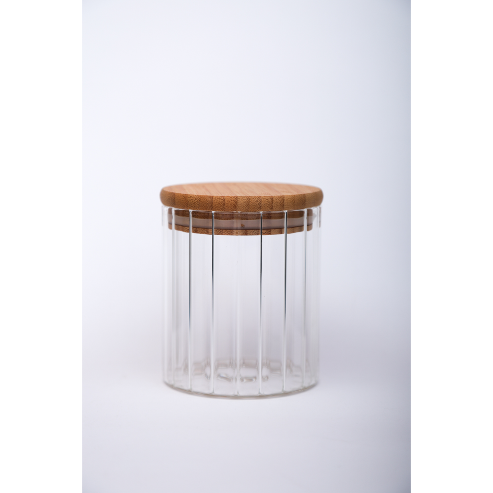 Sanjeev Kapoor - Elegant Wooden Lid Borosilicate Round Jar 550 Ml - 1 Pc