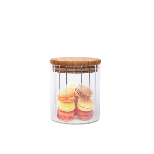 Sanjeev Kapoor - Elegant Wooden Lid Borosilicate Round Jar 550 Ml - 1 Pc