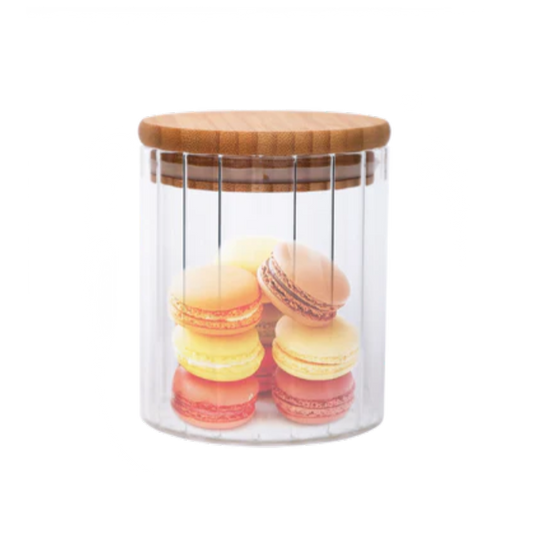 Sanjeev Kapoor - Elegant Wooden Lid Borosilicate Round Jar 550 Ml - 1 Pc