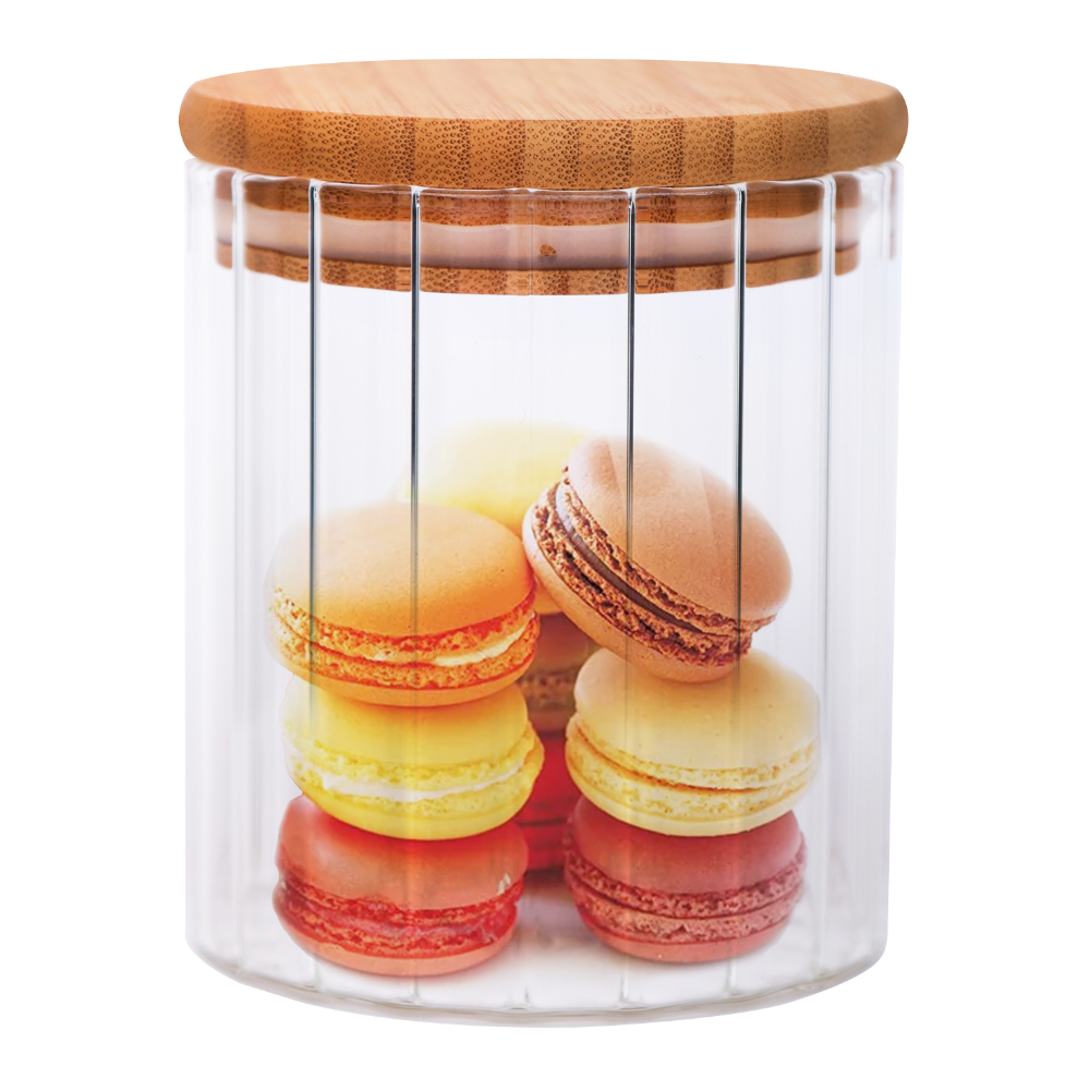 Sanjeev Kapoor - Elegant Wooden Lid Borosilicate Round Jar 550 Ml - 1 Pc