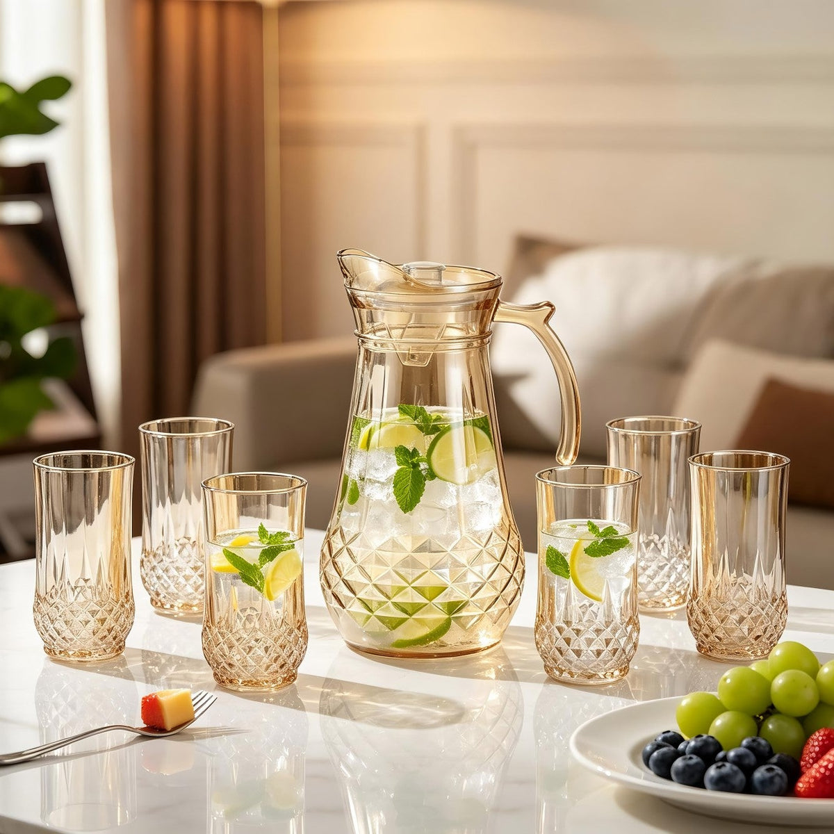 Diamond Lemon Set - Amber - Set of 7 Pc