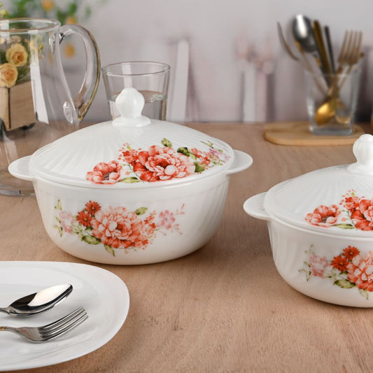 Flora White Round Casserole