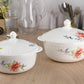 Celosia White Round Casserole Set