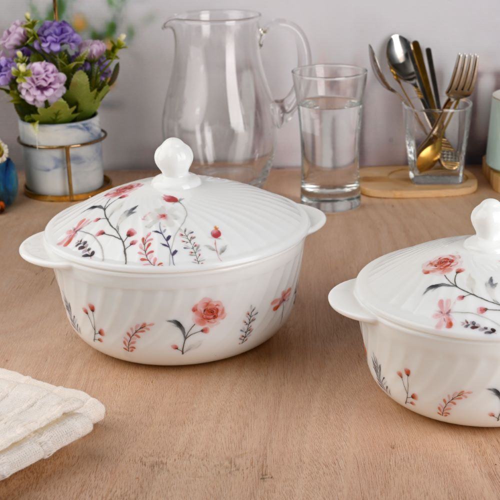 Lantana White Round Casserole Set