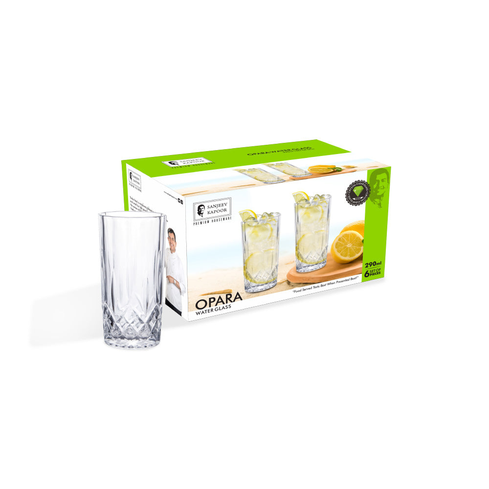 Sanjeev Kapoor - Opara 6 Pcs Water Glass 290 Ml - Set Of 6 Pcs