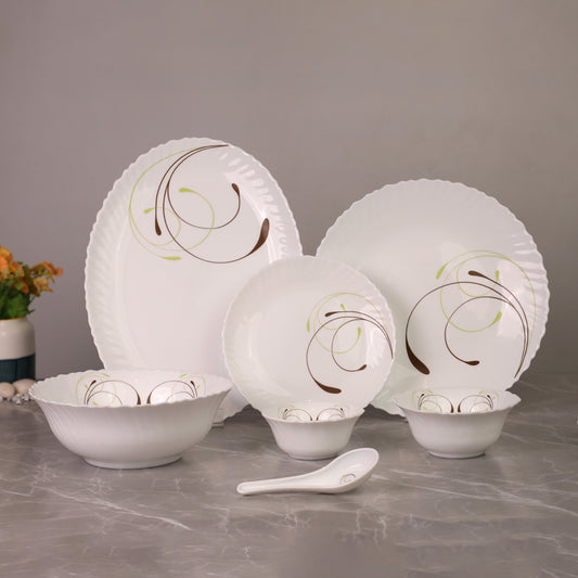 33 Pc White Feston Shape Dinner Set