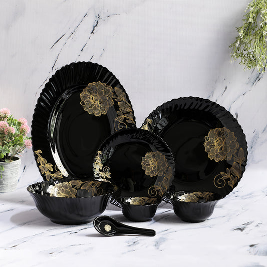 33 Pc Black Feston Shape Dinner Set