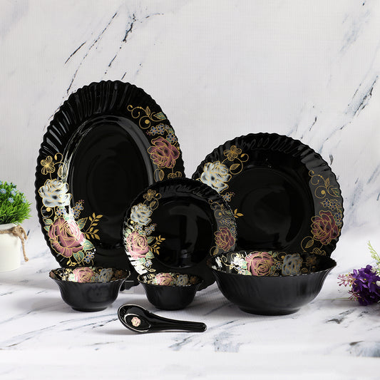 33 Pc Black Feston Shape Dinner Set