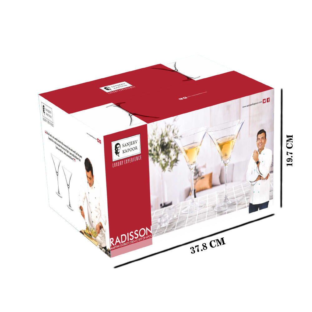 Sanjeev Kapoor - Radisson Martini Glass 285 ml Set of 6 Pcs