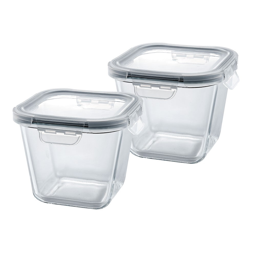 Parka Borosilicate Square Container 1 L - Set of 2 Pcs