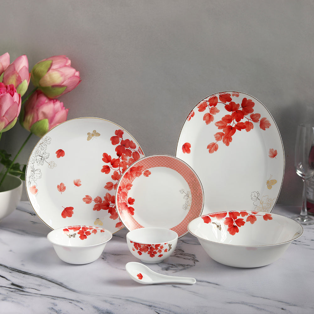 33 Pc Moonlight Dinner Set - Rose Red