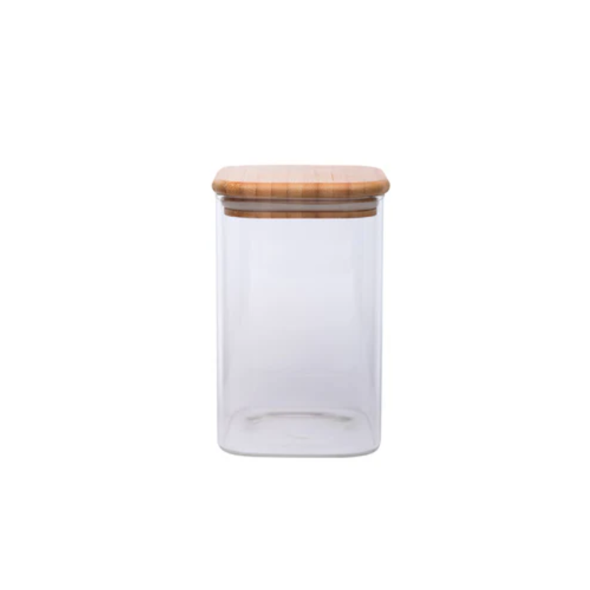 Sanjeev Kapoor - Delight Wooden Lid Borosilicate Square Jar 1000 Ml - 1 Pc