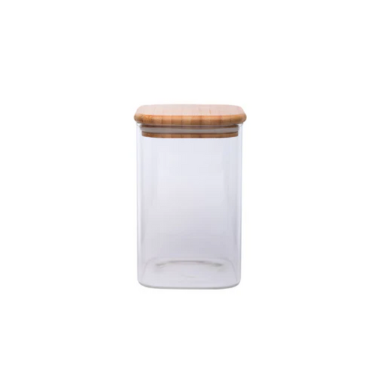 Sanjeev Kapoor - Delight Wooden Lid Borosilicate Square Jar 1000 Ml - 1 Pc