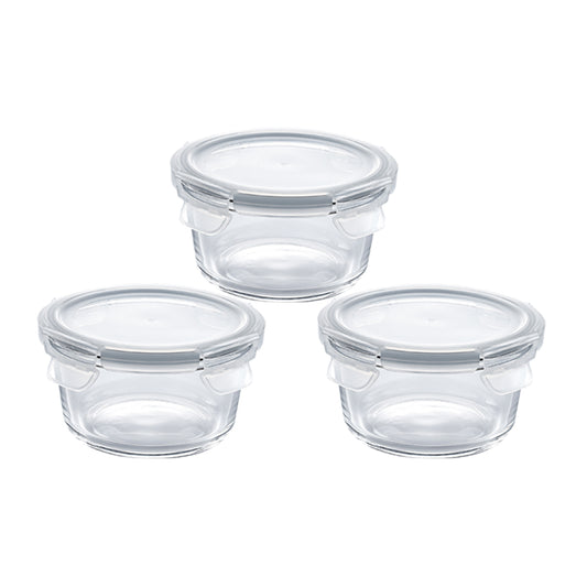 Parka Borosilicate Round Container 3x500 Ml - Set of 3 Pcs