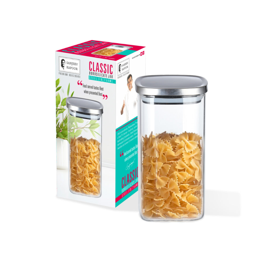 Classic Borosilicate Square Jar 750 ML / 1000 ML - 1 PC