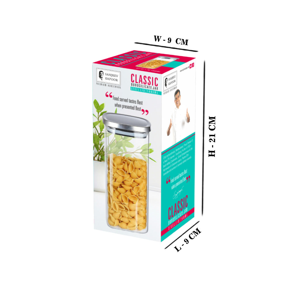 Classic Borosilicate Square Jar 750 ML / 1000 ML - 1 PC