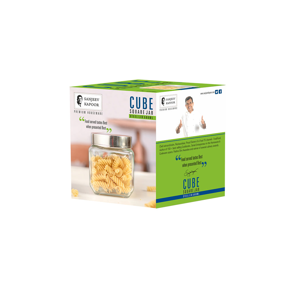 Cube Square Jar  500 Ml - Set Of 1 Pc