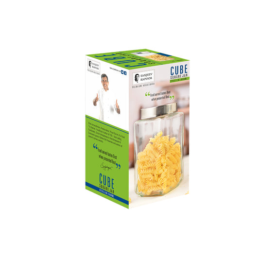 Cube Square Jar  1 L - Set Of 1 Pc