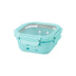 Anti Skid Lock and Lock Square High Borosilicate Glass Container - 400 Ml - Blue