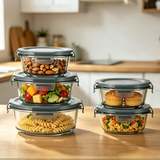 Arc Round Container - Grey - Set of 5 Pcs.